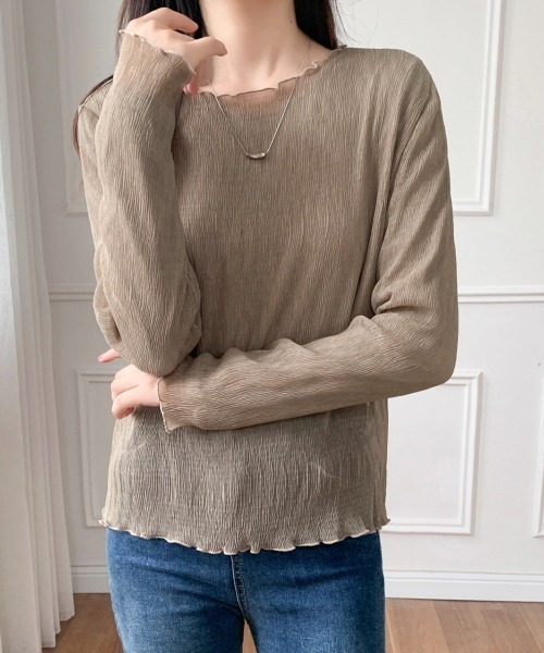 LADY LIKE(レディライク)の「ロンT付きシアートップス2点セット(シャツ/ブラウス・レディース・ベージュ/モカ・M)」の16枚目の写真