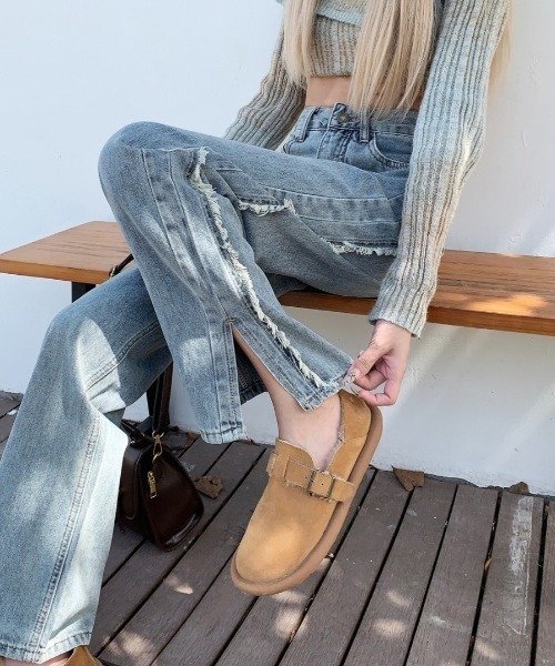 DIAVEL（ディアベル）の「サイドフリンジスリットパンツ ライン入りデニムパンツ（デニムパンツ・レディース・ブルー/サックスブルー/ダークグレー・M/L/S）」の20枚目の写真