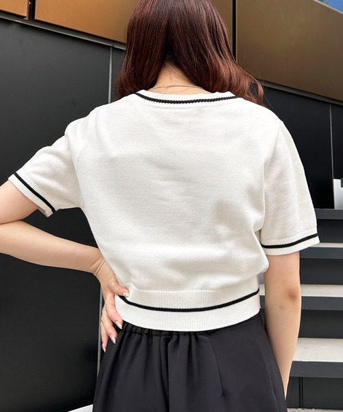 INGNI（イング）の「ロゴ半袖ニット（ニット/セーター・レディース・ブルー/ブラック/オフホワイト/杢グレー・M）」の8枚目の写真