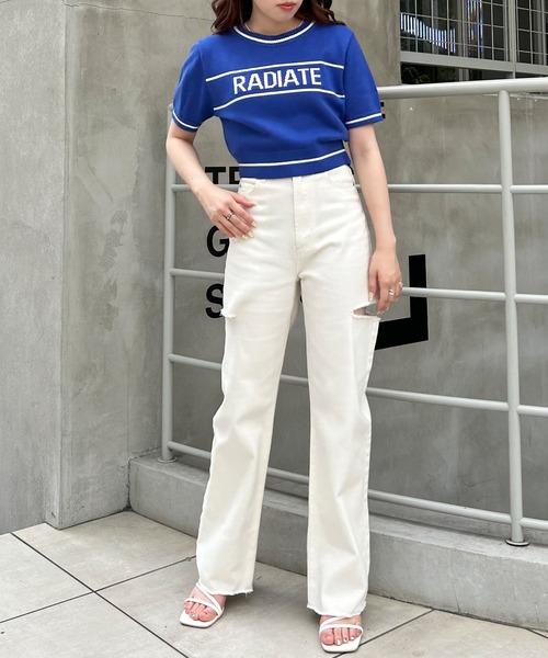 INGNI（イング）の「ロゴ半袖ニット（ニット/セーター・レディース・ブルー/ブラック/オフホワイト/杢グレー・M）」の21枚目の写真