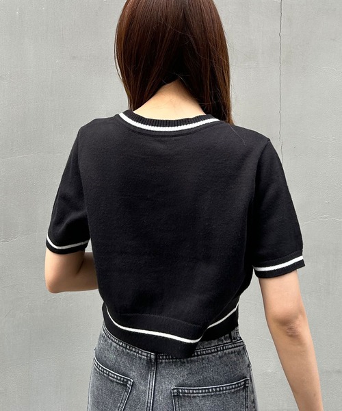 INGNI（イング）の「ロゴ半袖ニット（ニット/セーター・レディース・ブルー/ブラック/オフホワイト/杢グレー・M）」の14枚目の写真