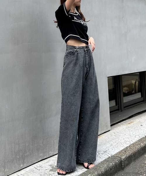 INGNI（イング）の「ロゴ半袖ニット（ニット/セーター・レディース・ブルー/ブラック/オフホワイト/杢グレー・M）」の16枚目の写真