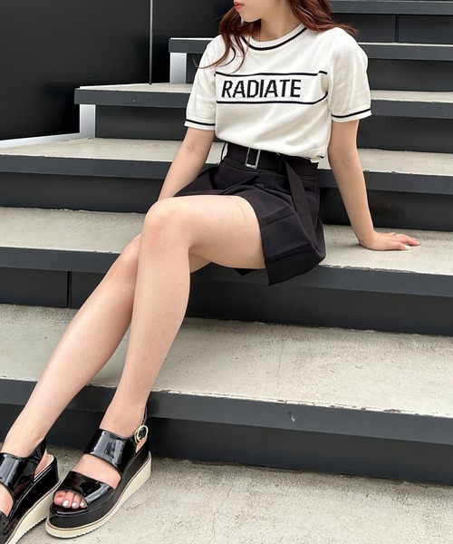 INGNI（イング）の「ロゴ半袖ニット（ニット/セーター・レディース・ブルー/ブラック/オフホワイト/杢グレー・M）」の6枚目の写真