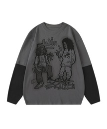 【HOOK】ストリートプリント袖バイカラー切り替えTEE