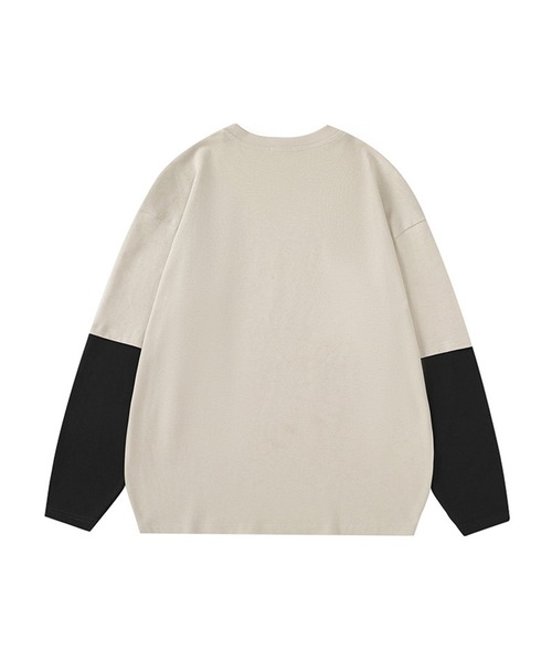 HOOK(フック)の「【HOOK】ストリートプリント袖バイカラー切り替えTEE(Tシャツ/カットソー・メンズ・ブラック/ライトベージュ/グレー・L/M/XL)」の6枚目の写真