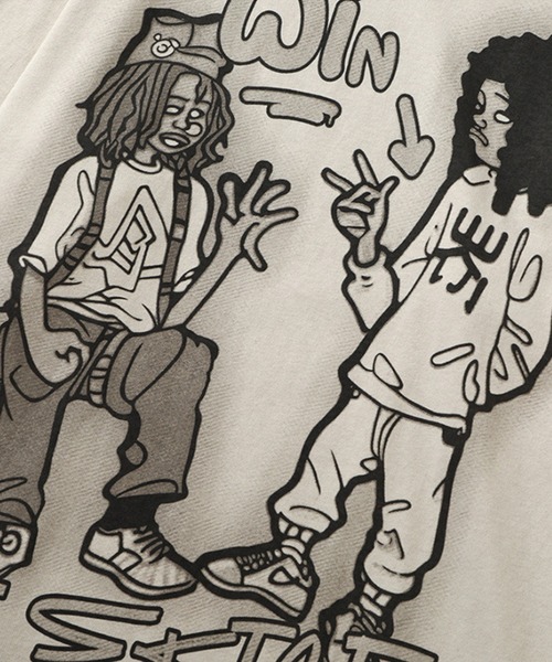 HOOK(フック)の「【HOOK】ストリートプリント袖バイカラー切り替えTEE(Tシャツ/カットソー・メンズ・ブラック/ライトベージュ/グレー・L/M/XL)」の7枚目の写真