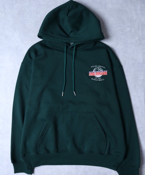 POWER TO THE PEOPLE（パワートゥーザピープル）の「POWER TO THE PEOPLE ヴィンテージ 古着風 バスケットボール バックプリント オーバーサイズ スウェットトレーナー パーカー レディース メンズ（パーカー・メンズ・ブラック/グリーン/アッシュグレー・M/LL/L）」の6枚目の写真