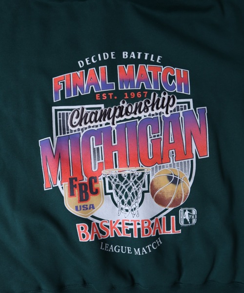 POWER TO THE PEOPLE（パワートゥーザピープル）の「POWER TO THE PEOPLE ヴィンテージ 古着風 バスケットボール バックプリント オーバーサイズ スウェットトレーナー パーカー レディース メンズ（パーカー・メンズ・ブラック/グリーン/アッシュグレー・M/LL/L）」の10枚目の写真