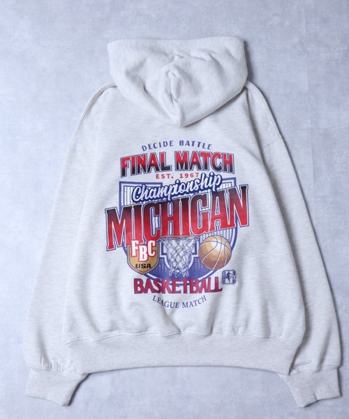 POWER TO THE PEOPLE（パワートゥーザピープル）の「POWER TO THE PEOPLE ヴィンテージ 古着風 バスケットボール バックプリント オーバーサイズ スウェットトレーナー パーカー レディース メンズ（パーカー・メンズ・ブラック/グリーン/アッシュグレー・M/LL/L）」の14枚目の写真