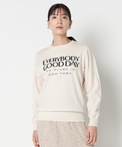 HELIOPOLE（エリオポール）の「INTARSIA LOGO KNIT（ニット/セーター・レディース・アイボリー/ブラック・38）」の2枚目の写真