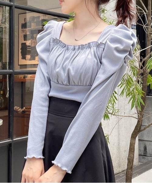 TORTE(トルテ)の「バックレーシングギャザートップス(Tシャツ/カットソー・レディース・ブルー/ブラック系その他/ホワイト/ブラック・FREE)」の6枚目の写真