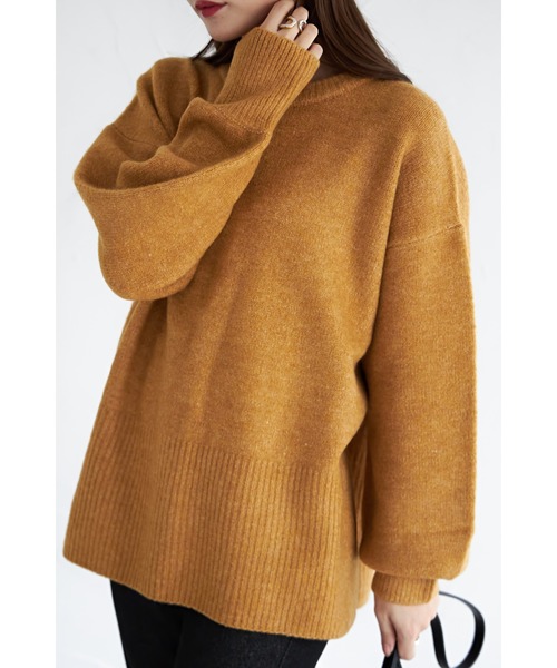 &. NOSTALGIA(アンドドットノスタルジア)の「【ZOZO限定】サイドスリットもちもちニットプルオーバー(ニット/セーター・レディース・オートミール/ネイビー/イエロー・FREE)」の10枚目の写真