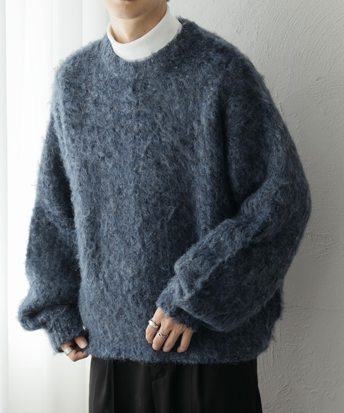 epnok(エプノック)の「モヘアライクルーズニット(ニット/セーター・メンズ・ブルー/マスタード/グレー・MEDIUM/SMALL/LARGE)」の3枚目の写真