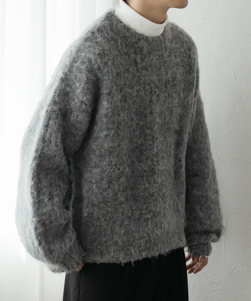 epnok(エプノック)の「モヘアライクルーズニット(ニット/セーター・メンズ・ブルー/マスタード/グレー・MEDIUM/SMALL/LARGE)」の4枚目の写真