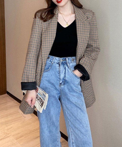 MILAE(ミレ)の「Vネックリブ編みニットタンクトップ キャミソール(タンクトップ・レディース・ホワイト/カーキ/アイボリー/ブラック・FREE)」の13枚目の写真