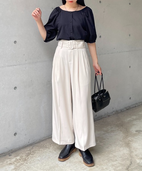 Thevon(ゼボン)の「スクエアネック5分袖バルーンスリーブブラウス(シャツ/ブラウス・レディース・オレンジ/オフホワイト/ブラック/カーキ・FREE)」の16枚目の写真
