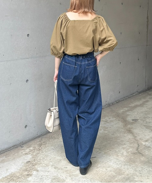 Thevon(ゼボン)の「スクエアネック5分袖バルーンスリーブブラウス(シャツ/ブラウス・レディース・オレンジ/オフホワイト/ブラック/カーキ・FREE)」の8枚目の写真