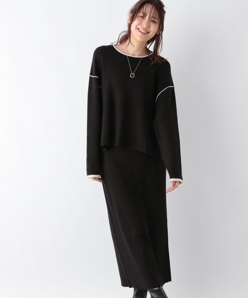 GLOBAL WORK（グローバルワーク）の「メルティセットアップ/964490（ニット/セーター・レディース・ブラウン系その他/グレー×ホワイト/ブラック×ホワイト・FREE）」の14枚目の写真