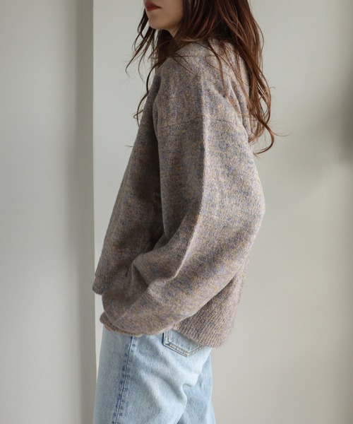 COURO(コウロ)の「5GMIXカラー幻彩モヘアライクVネックニット(ニット/セーター・レディース・ブラウン/ベージュ/ブルーグリーン・M)」の9枚目の写真