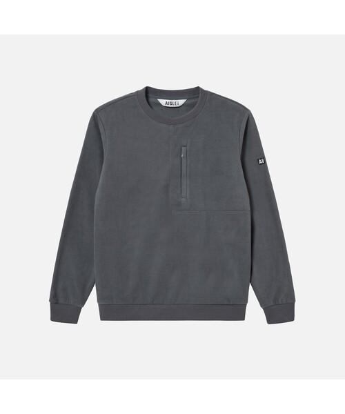 AIGLE（エーグル）の「POLARTEC ポーラテック マイクロフリースプルオーバー トレーナー（スウェット・メンズ・グレー/ブルー・S/XL/L/M）」の2枚目の写真