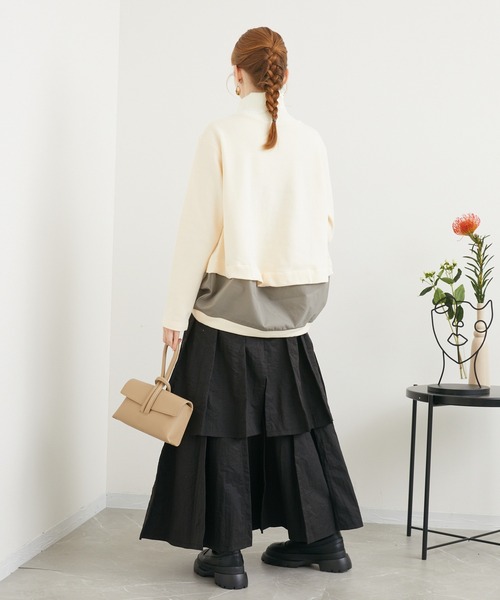 1％（イチ パーセント）の「１％　裏毛コンビトップス（Tシャツ/カットソー・レディース・アイボリー/ブラック・FREE）」の7枚目の写真