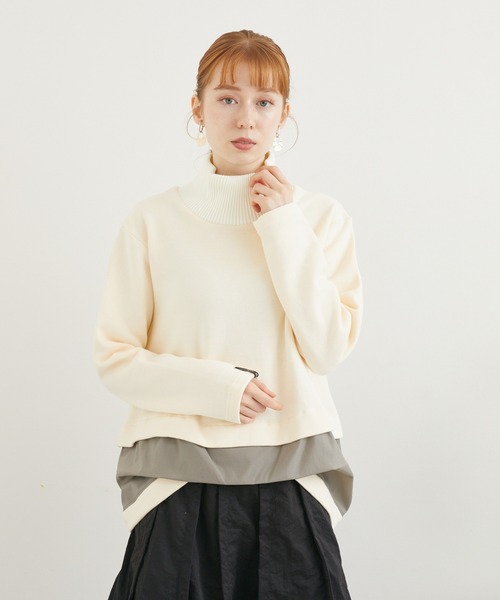 1％（イチ パーセント）の「１％　裏毛コンビトップス（Tシャツ/カットソー・レディース・アイボリー/ブラック・FREE）」の8枚目の写真