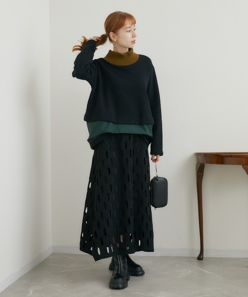 1％（イチ パーセント）の「１％　裏毛コンビトップス（Tシャツ/カットソー・レディース・アイボリー/ブラック・FREE）」の22枚目の写真