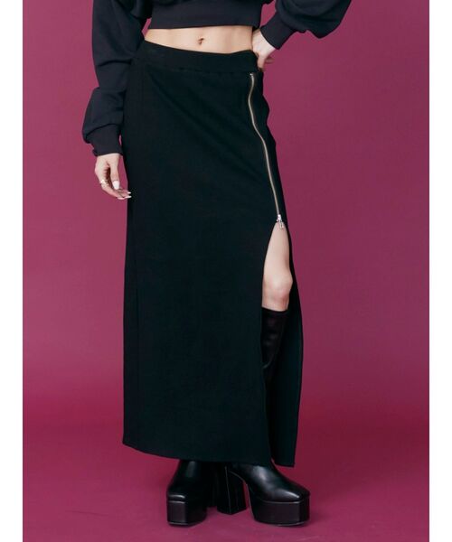 EVRIS（エヴリス）の「ZIPスリットロングスカート（スカート・レディース・ブラック/ブルー・FREE）」の2枚目の写真
