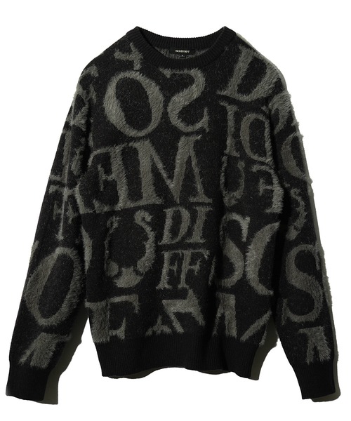 SOMEDIFF（サムディフ）の「フェザーヤーン総柄ニット ルーズシルエット シャギーニットセーター メンズ 春服（ニット/セーター・メンズ・ネイビー/ホワイト/ブラック・M/L/XL）」の4枚目の写真