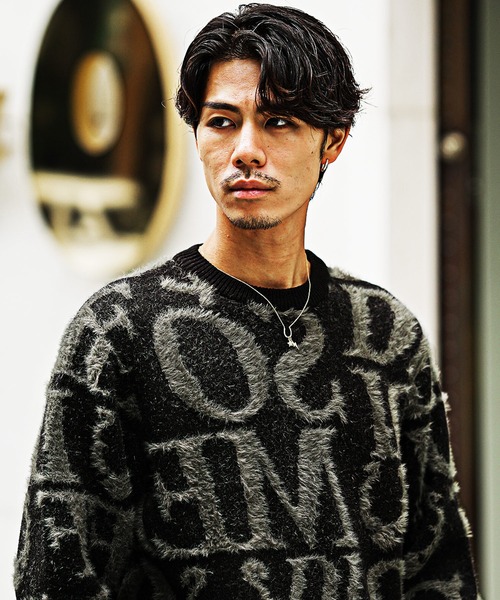 SOMEDIFF（サムディフ）の「フェザーヤーン総柄ニット ルーズ