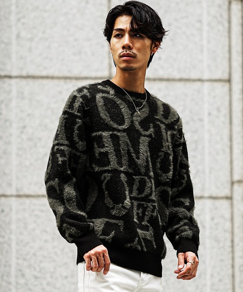 25615ベネトンメンズニット黒サイズ46