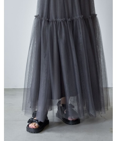 Re:EDIT（リエディ）の「[低身長サイズ有]フリルギャザーチュールスカート（スカート・レディース・グレー/ホワイト/ブラック/ベージュ系その他・LARGE/MEDIUM/SHORT）」の19枚目の写真