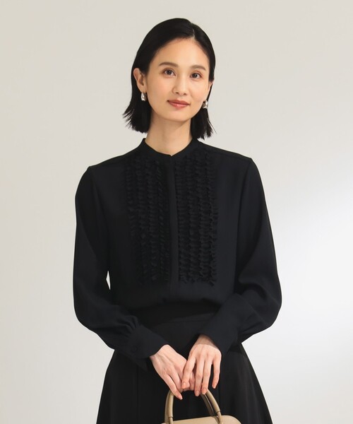 Demi-Luxe BEAMS セレモニー ジョーゼット フリルブラウス オフィスカジュアル・セレモニー】ジョーゼット フリルブラウス