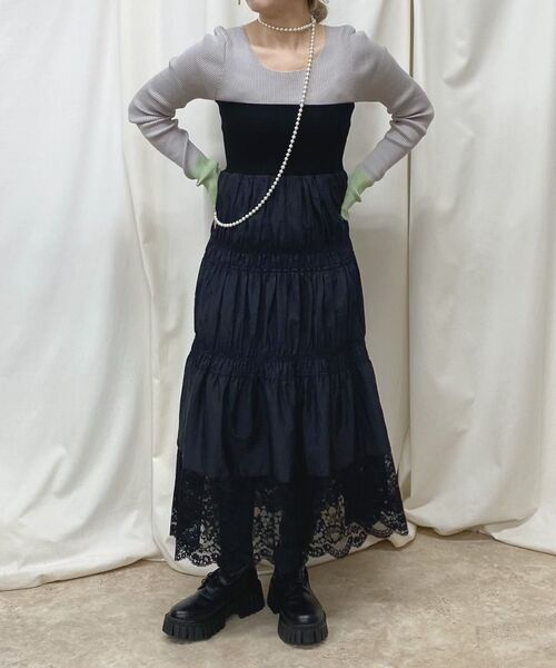 ur,Melty（ユアメルティー）の「2WAYレース切替スカート（スカート・レディース・オフホワイト/ブラック・FREE）」の10枚目の写真