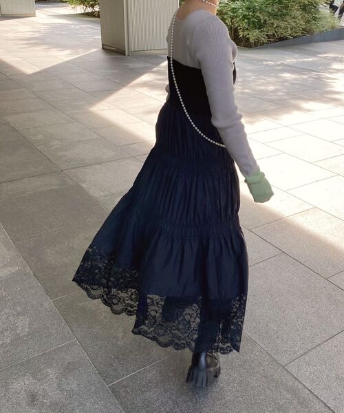 ur,Melty（ユアメルティー）の「2WAYレース切替スカート（スカート・レディース・オフホワイト/ブラック・FREE）」の8枚目の写真