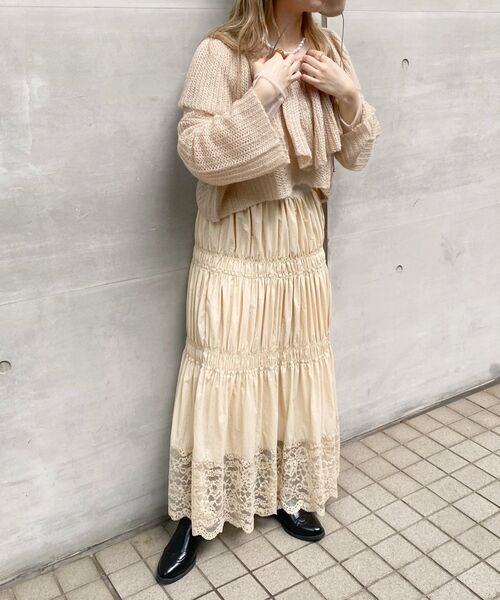 ur,Melty（ユアメルティー）の「2WAYレース切替スカート（スカート・レディース・オフホワイト/ブラック・FREE）」の6枚目の写真