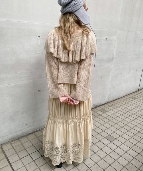 ur,Melty（ユアメルティー）の「2WAYレース切替スカート（スカート・レディース・オフホワイト/ブラック・FREE）」の4枚目の写真