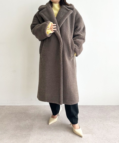 タグなし ボアテーラーカラーロングコート テディベアコート N.O.R.K タグなし ボアテーラーカラーロングコート テディベアコート N.O.R.K