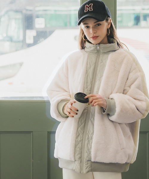 セール】2WAYボアリバーシブルキルトジャケット（ブルゾン）｜coca