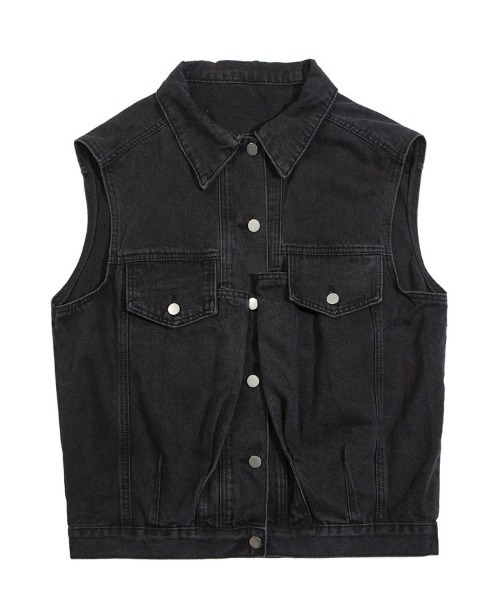 Ressaca（レサーカ）の「デニムジャケットワークベスト オーバーサイズ（ベスト・メンズ・ブルー/ブラック・M/L/XL）」の18枚目の写真
