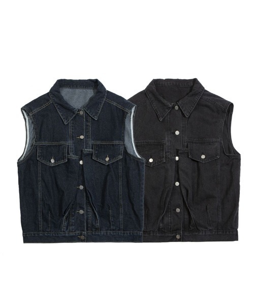 Ressaca（レサーカ）の「デニムジャケットワークベスト オーバーサイズ（ベスト・メンズ・ブルー/ブラック・M/L/XL）」の20枚目の写真