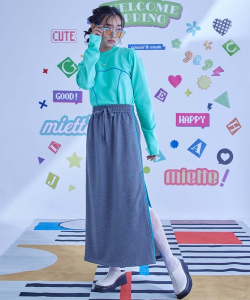 miette(ミエット)の「配色ラインデザインニットトップス(ニット/セーター・レディース・ピンク/ライトブルー/ブラック・FREE)」の14枚目の写真