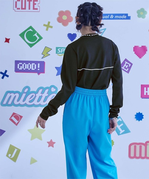 miette(ミエット)の「配色ラインデザインニットトップス(ニット/セーター・レディース・ピンク/ライトブルー/ブラック・FREE)」の12枚目の写真