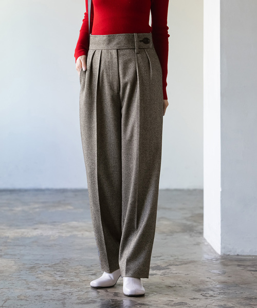 Noble(ノーブル)の「シックツイードサイドボタンパンツ(スラックス・レディース・ブラック・36/38)」の3枚目の写真