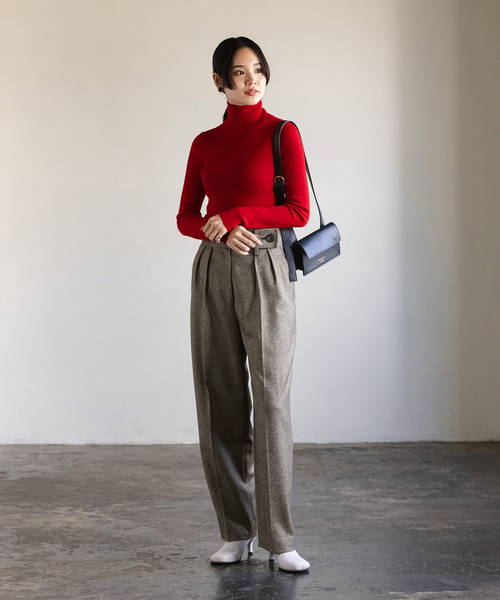 Noble(ノーブル)の「シックツイードサイドボタンパンツ(スラックス・レディース・ブラック・36/38)」の4枚目の写真