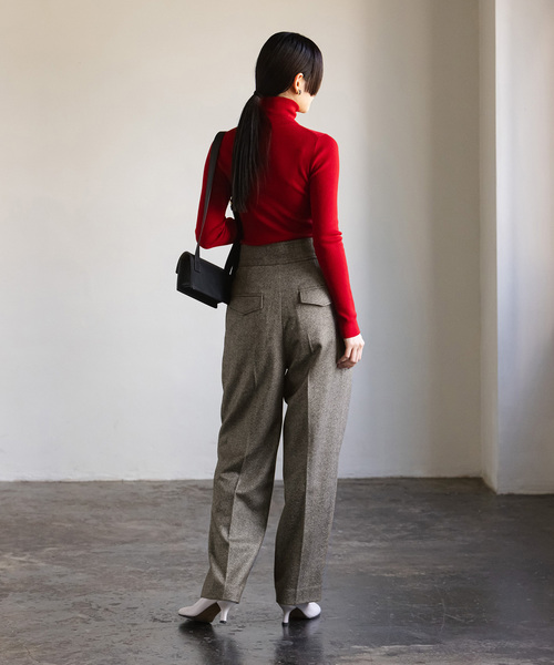 Noble(ノーブル)の「シックツイードサイドボタンパンツ(スラックス・レディース・ブラック・36/38)」の5枚目の写真