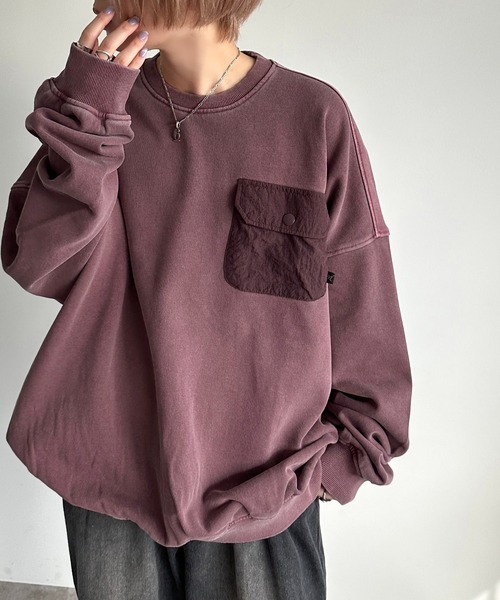 apres jour mignon（アプレジュールミニョン）の「裏起毛ポケット付きスウェット【ZOZOTOWN限定アイテム】（スウェット・レディース・ブラック系その他/ボルドー/その他/ネイビー・X-LARGE/フリー）」の3枚目の写真
