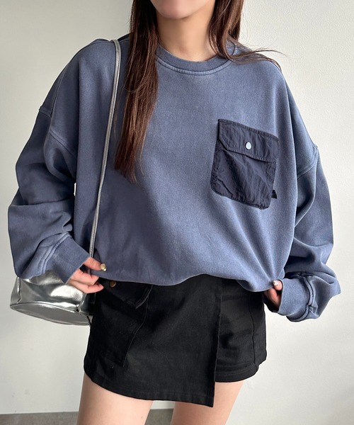 apres jour mignon（アプレジュールミニョン）の「裏起毛ポケット付きスウェット【ZOZOTOWN限定アイテム】（スウェット・レディース・ブラック系その他/ボルドー/その他/ネイビー・X-LARGE/フリー）」の6枚目の写真