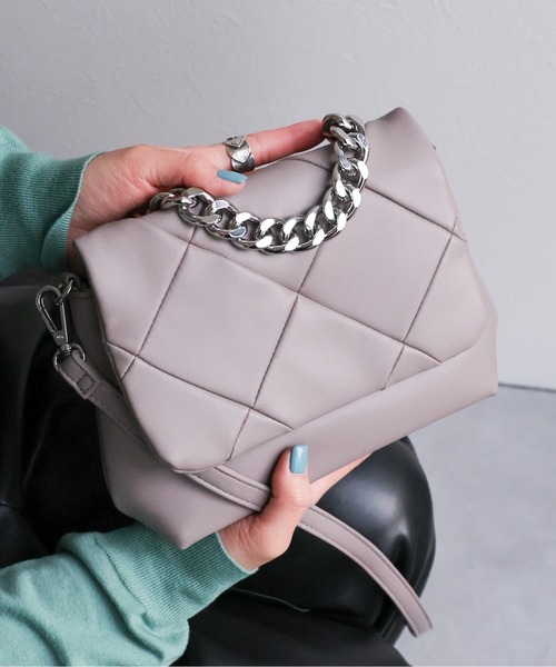 sakishimatokyo(サキシマトーキョー)の「【2WAY】キルティングデザインショルダーバッグ/BAG/バック(ショルダーバッグ・レディース・ブラック/グレー/アイボリー・FREE)」の3枚目の写真