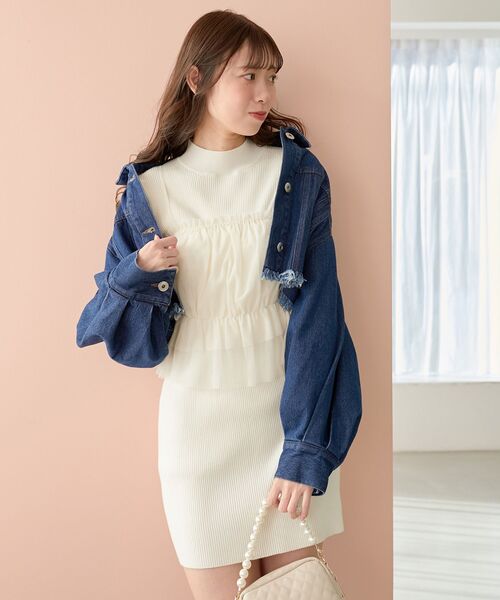 MAJESTIC LEGON（マジェスティックレゴン）の「クロップドGジャン（デニムジャケット・レディース・グレー/ピンク/ブルー・MEDIUM）」の8枚目の写真